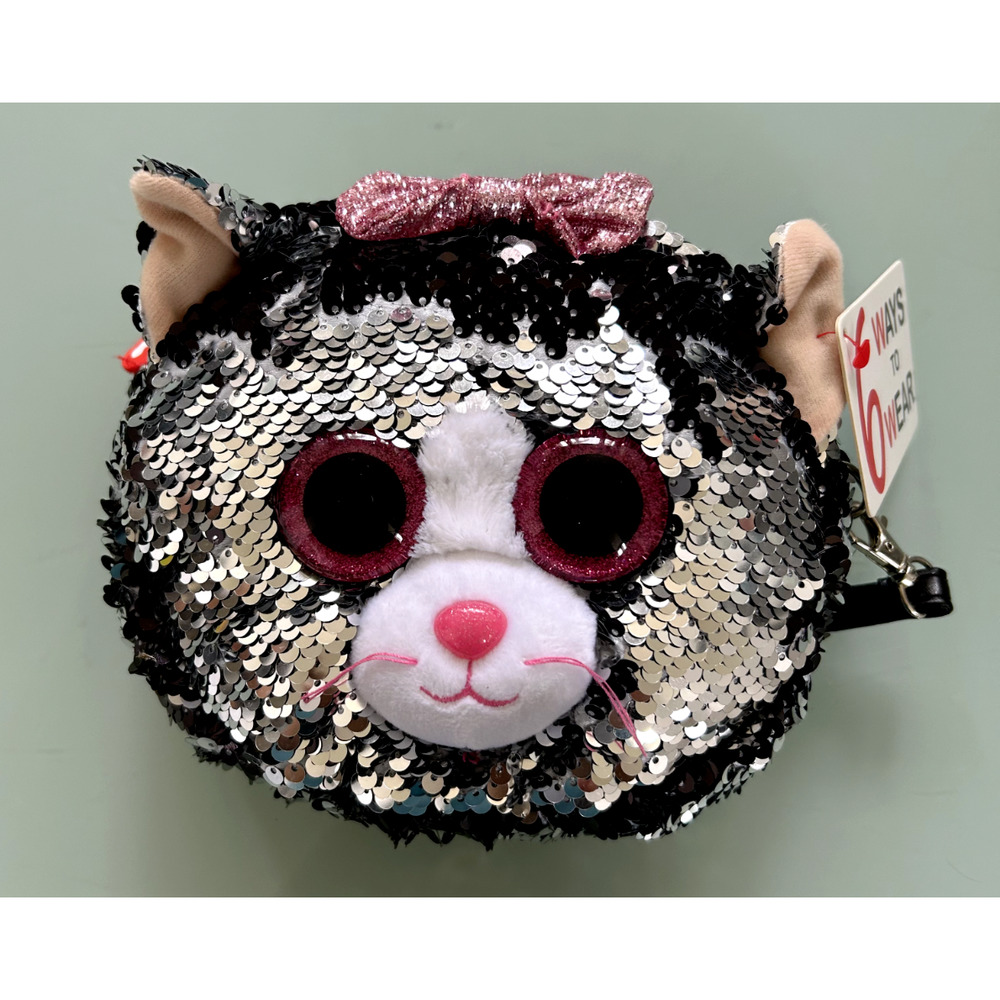 TY Beanie Babies Boos Flippables Kiki the Cat 9" Fashion Sequin Purse fo…